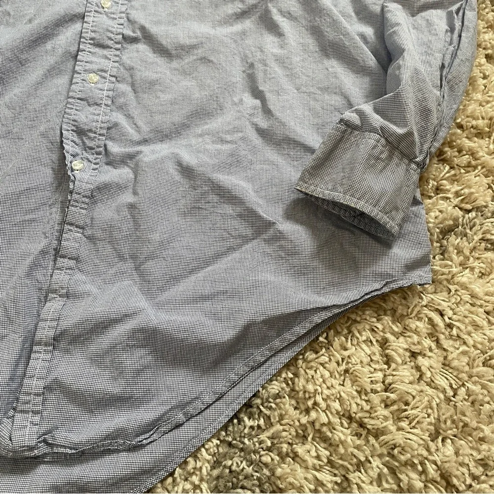 Brooks Brothers Makers Blue White Micro Check Cotton Shirt Made in USA 17-4‎
